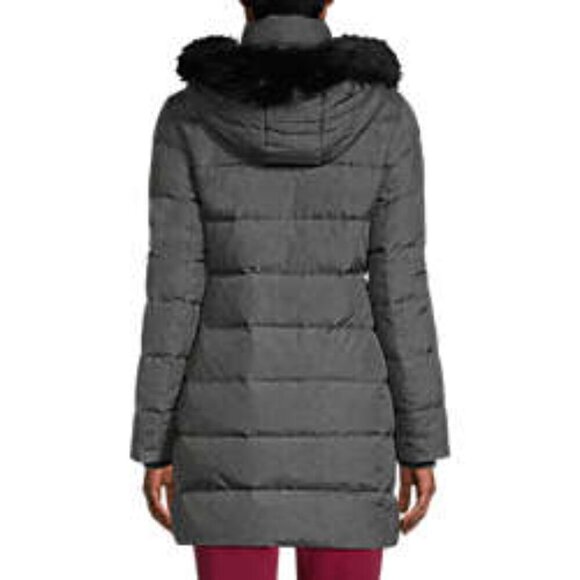 Lands' End Women's NWT 600 Down Winter Long Coat with Hood in Dark Stone Grey - Picture 2 of 6